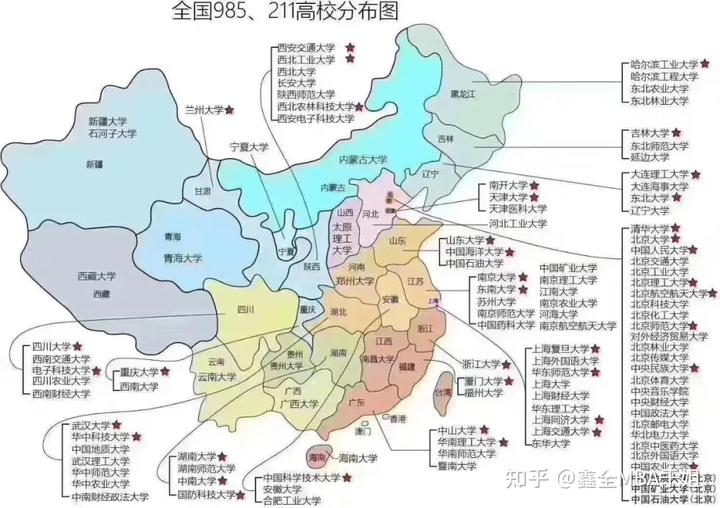 985、211院校全国分布图！这些省份院校扎堆啦！