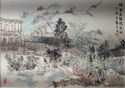 方辰作品《瑶里古镇绕南村》