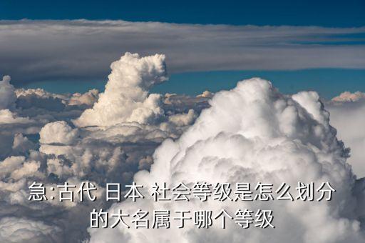 急:古代 日本 社会等级是怎么划分的大名属于哪个等级