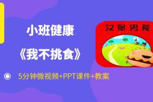 小班健康活动《我不挑食》微课视频+PPT绘本教案（绘本汉堡男孩）