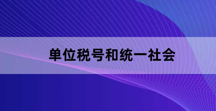 单位税号和统一社会信用代码,统一社会信用代码 税号 组织机构代码