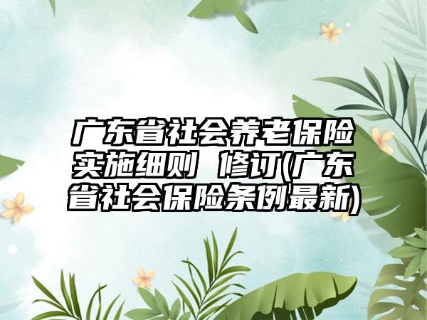 广东省社会养老保险实施细则 修订(广东省社会保险条例最新)