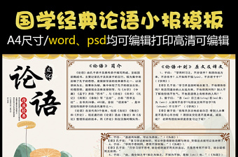 2021年手绘中国风国学经典论语电子小报模板