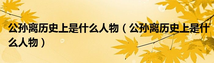 公孙里历史_中国历史公孙离_公孙离是哪个历史人物