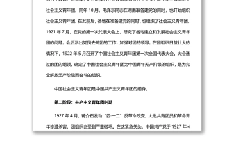 《共青团团史》讲稿发言稿范文（5）